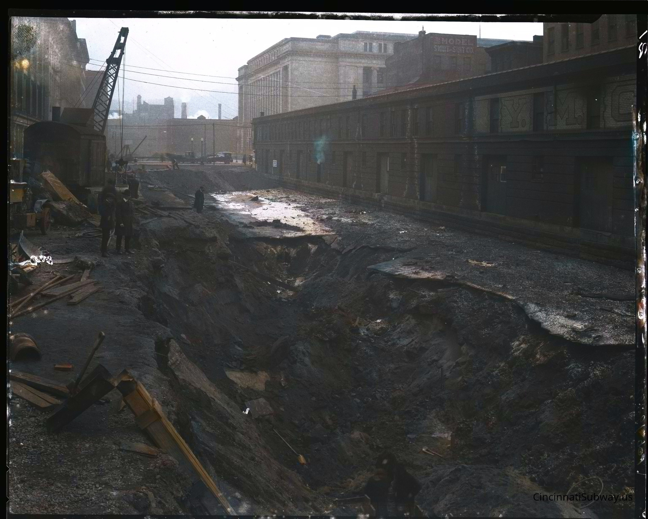 2-19-1920 Under Walnut St Bridge looking East YMCA was canal warehouse. Section1