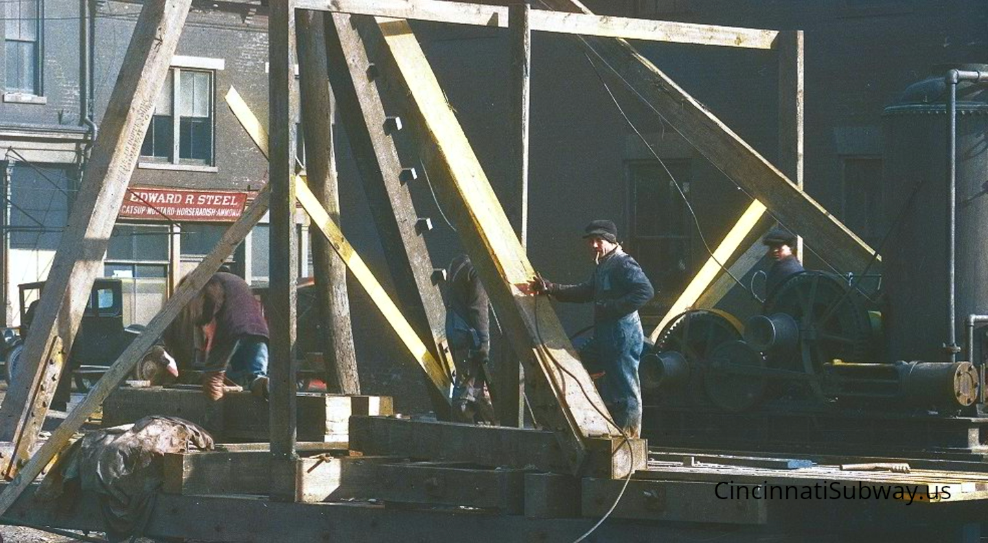 2-27-1920 Setting up Drag looking S/W towards Walnut St Bridge. Section1