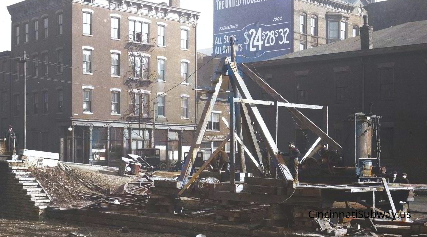 2-27-1920 Setting up Drag looking S/W towards Walnut St Bridge. Section1